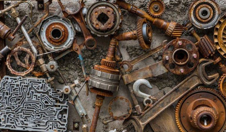 scrapped car parts